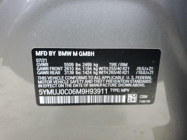 5YMUJ0C06M9H93911 - 2021 BMW X4 M COMPETITION GRAY photo 13