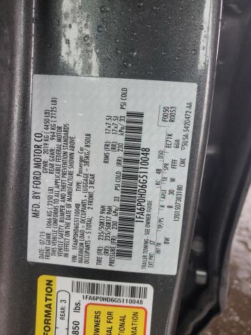 1FA6P0HD6G5110048 - 2016 FORD FUSION SE GRAY photo 12