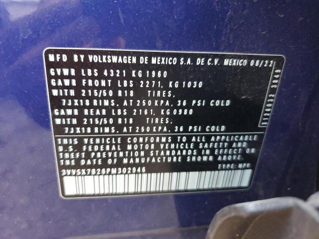 3VVSX7B26PM302946 - 2023 VOLKSWAGEN TAOS SE BLUE photo 13