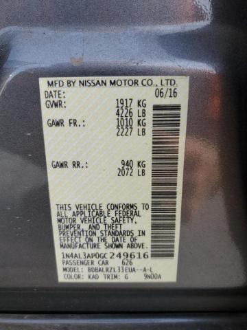 1N4AL3AP0GC249616 - 2016 NISSAN ALTIMA 2.5 GRAY photo 12