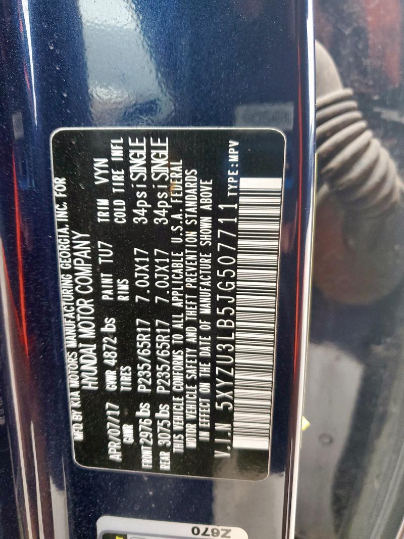 5XYZU3LB5JG507711 - 2018 HYUNDAI SANTA FE S BLUE photo 12