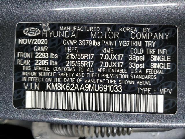 KM8K62AA9MU691033 - 2021 HYUNDAI KONA SEL PLUS GRAY photo 13