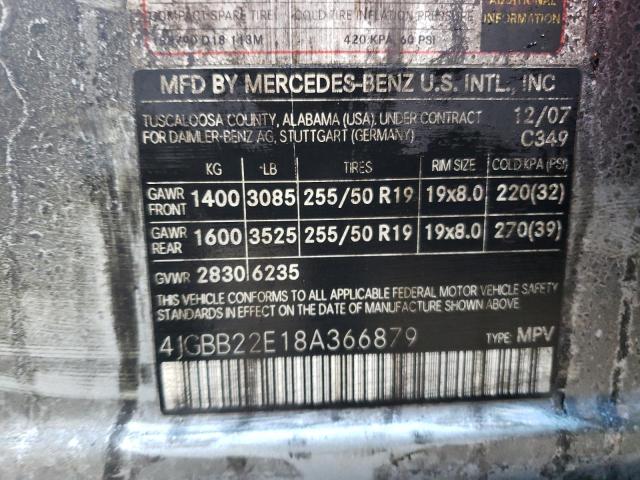 4JGBB22E18A366879 - 2008 MERCEDES-BENZ ML 320 CDI BLUE photo 12