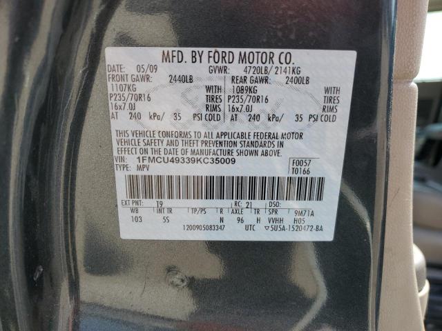 1FMCU49339KC35009 - 2009 FORD ESCAPE HYBRID GRAY photo 12