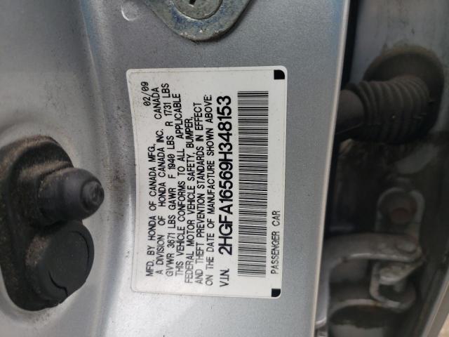 2HGFA16569H348153 - 2009 HONDA CIVIC LX SILVER photo 13