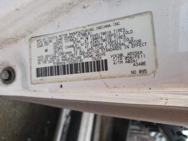 5TBRN34172S283101 - 2002 TOYOTA TUNDRA ACCESS CAB SR5 WHITE photo 12