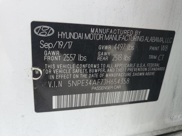 5NPE34AF7JH654358 - 2018 HYUNDAI SONATA SPORT WHITE photo 12