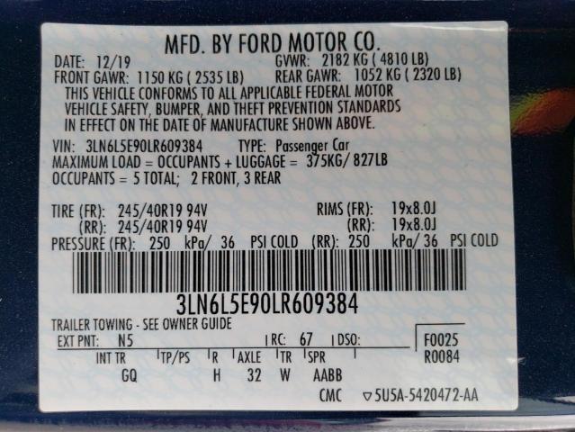 3LN6L5E90LR609384 - 2020 LINCOLN MKZ RESERVE ლურჯი ფოტო 13
