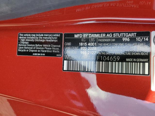 WDDPK4HA4FF104659 - 2015 MERCEDES-BENZ SLK 250 RED photo 12