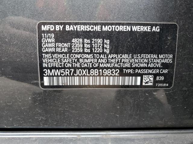 3MW5R7J0XL8B19832 - 2020 BMW 330XI GRAY photo 13