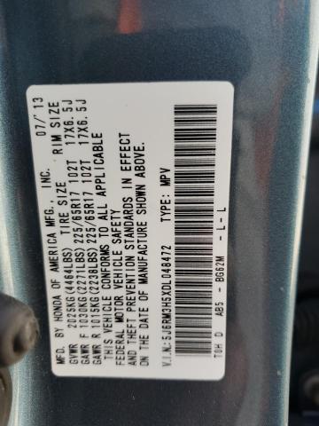 5J6RM3H5XDL048472 - 2013 HONDA CR-V EX TEAL photo 13