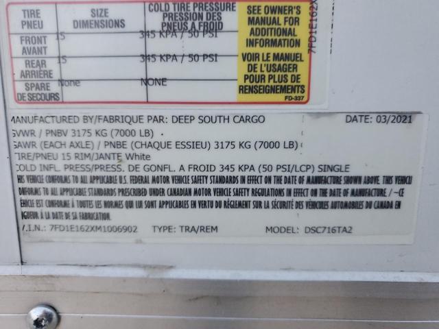 7FD1E162XM1006902 - 2021 UTILITY TRAILER Ağ foto 10