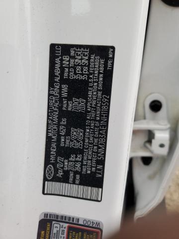 5NMJB3AE1NH118592 - 2022 HYUNDAI TUCSON SEL WHITE photo 13