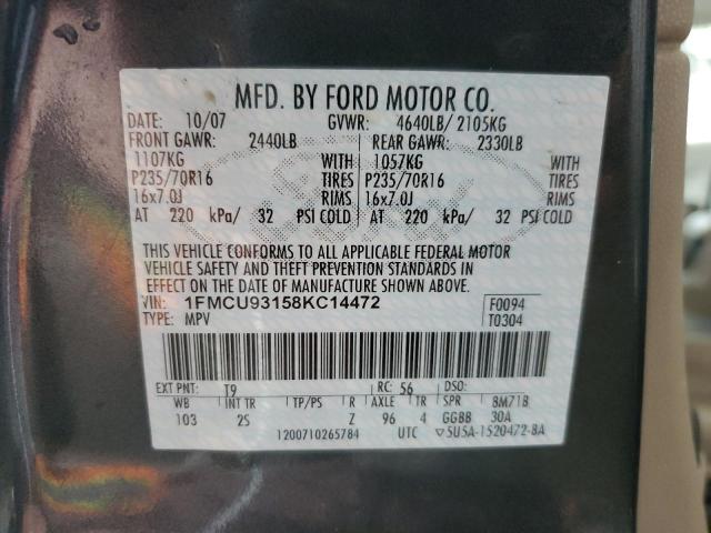 1FMCU93158KC14472 - 2008 FORD ESCAPE XLT BLACK photo 13