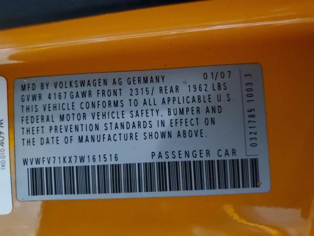 WVWFV71KX7W161516 - 2007 VOLKSWAGEN NEW GTI FAHRENHEIT ORANGE photo 13