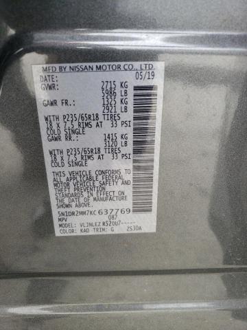 5N1DR2MM7KC637769 - 2019 NISSAN PATHFINDER S Grafit foto 12