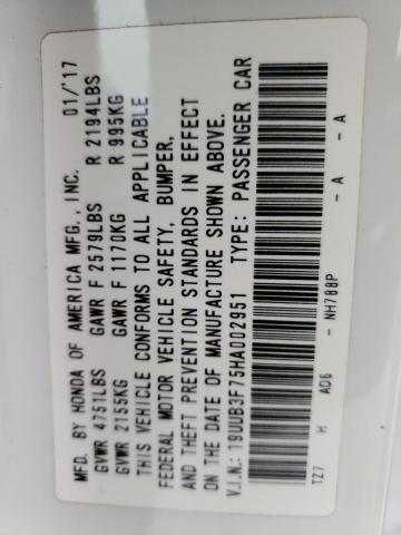 19UUB3F75HA002951 - 2017 ACURA TLX ADVANCE 白色 照片 12