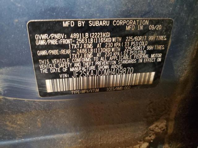 JF2SKAJC0MH409870 - 2021 SUBARU FORESTER PREMIUM أزرق صورة 14