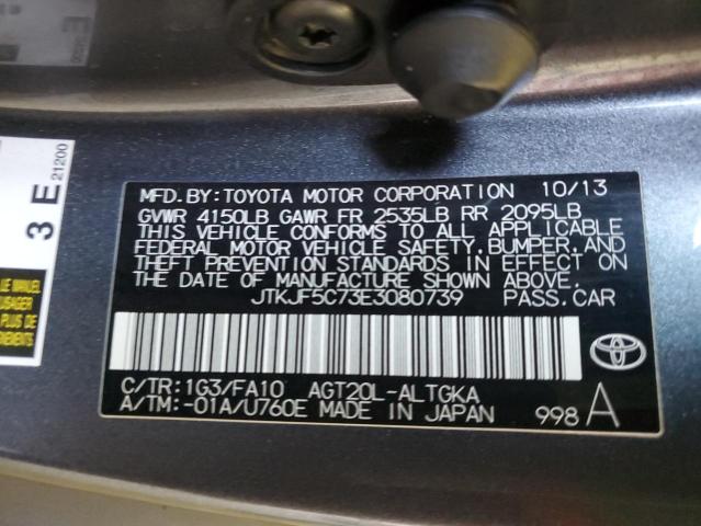 JTKJF5C73E3080739 - 2014 TOYOTA SCION TC 灰色 照片 12