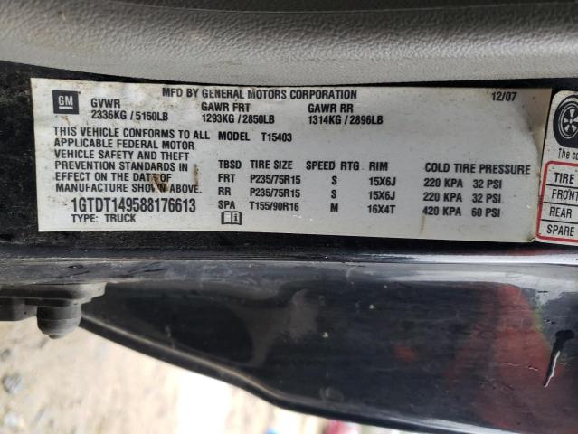 1GTDT149588176613 - 2008 GMC CANYON BLACK photo 12