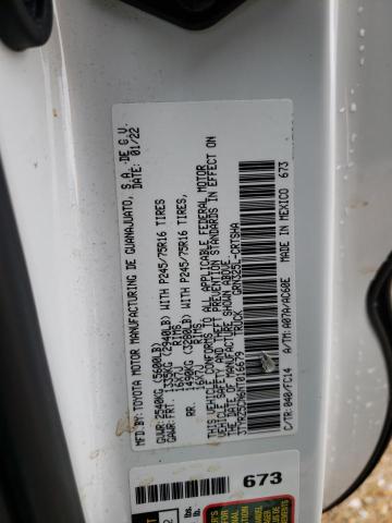 3TYRZ5CN6NT016679 - 2022 TOYOTA TACOMA ACCESS CAB თეთრი ფოტო 12