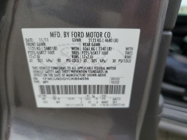 1FMCU9DG1CKB54556 - 2012 FORD ESCAPE XLT GRAY photo 13