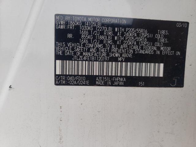 JTLZE4FE1B1120197 - 2011 SCION XB XB 白色 照片 12