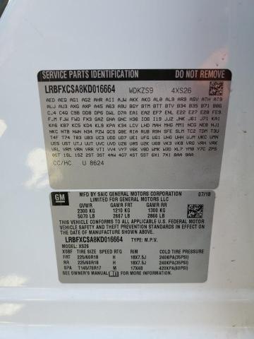 LRBFXCSA8KD016664 - 2019 BUICK ENVISION ESSENCE Սպիտակ լուսանկար 13