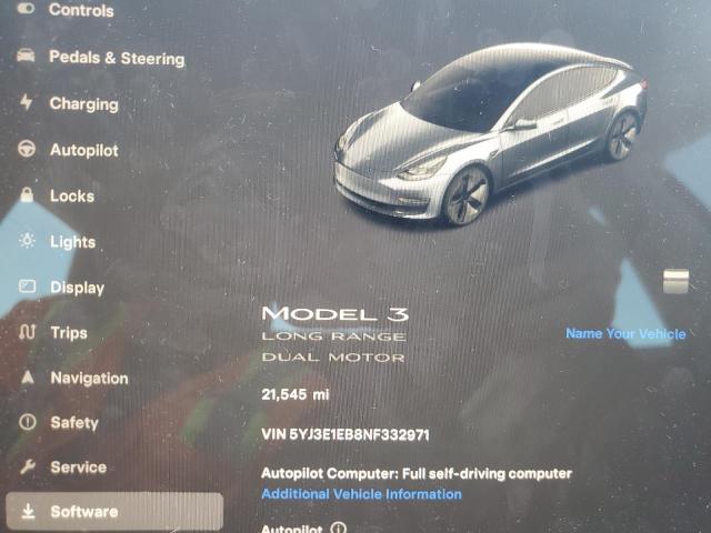 5YJ3E1EB8NF332971 - 2022 TESLA MODEL 3 CHARCOAL photo 9