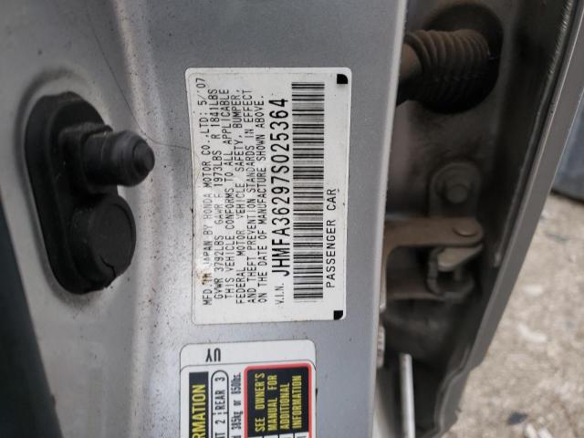 JHMFA36297S025364 - 2007 HONDA CIVIC HYBRID SILVER photo 12