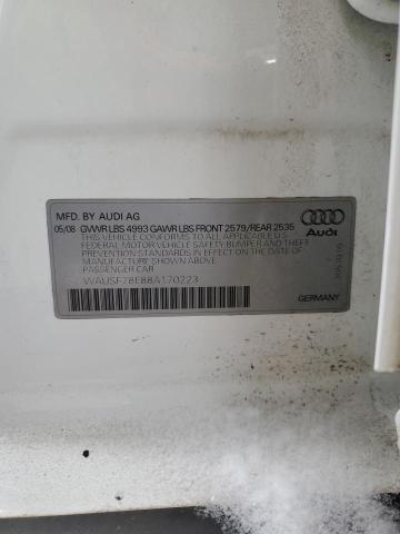 WAUSF78E88A170223 - 2008 AUDI A4 S-LINE 2.0T AVANT QUATTRO WHITE photo 12