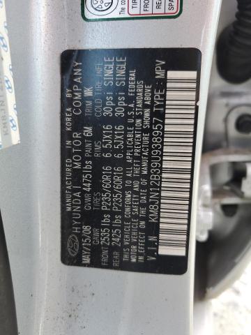 KM8JN12B39U938957 - 2009 HYUNDAI TUCSON SE SILVER photo 13