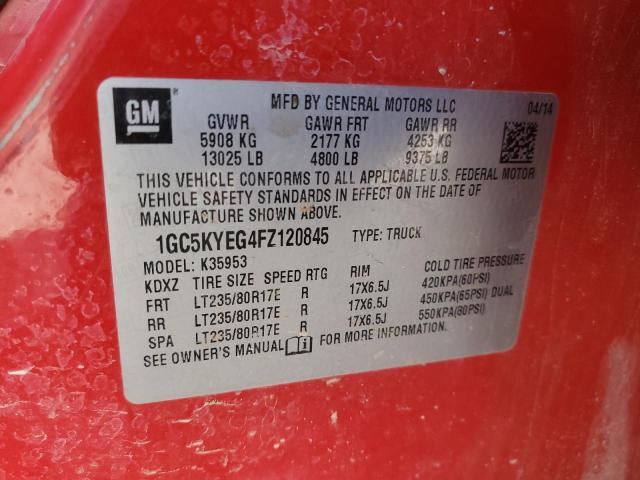 1GC5KYEG4FZ120845 - 2015 CHEVROLET silverado K3500 RED photo 12