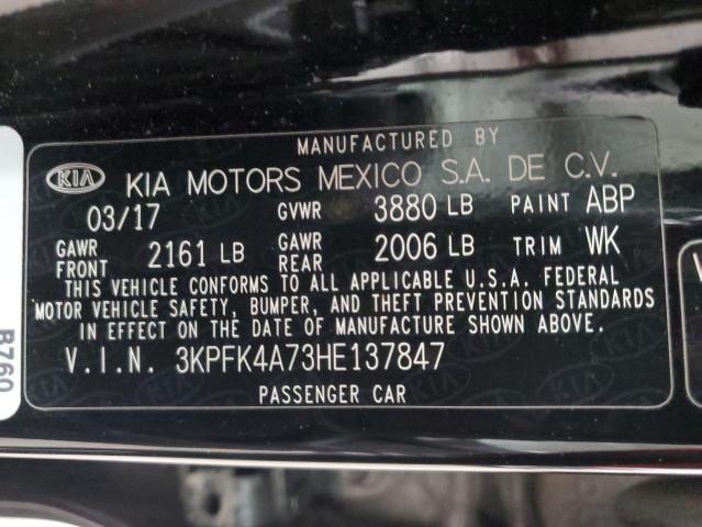 3KPFK4A73HE137847 - 2017 KIA FORTE LX BLACK photo 12