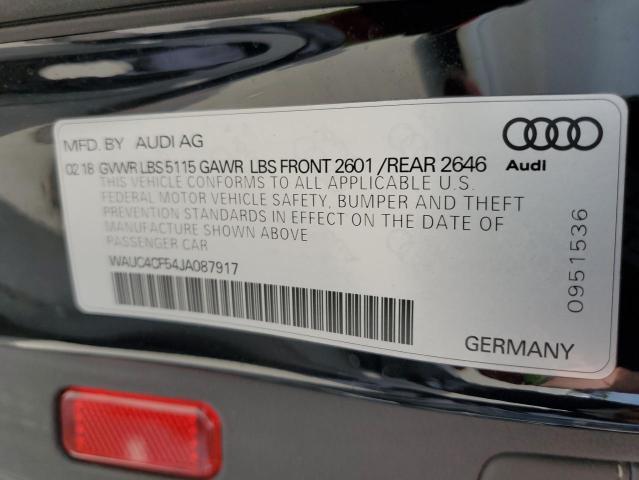 WAUC4CF54JA087917 - 2018 AUDI S5 PRESTIGE BLACK photo 12