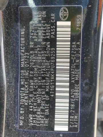 4T1G11AK4PU769259 - 2023 TOYOTA CAMRY SE NIGHT SHADE BLACK photo 12