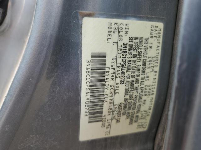 3N1BC1CP5AL402733 - 2010 NISSAN VERSA S GRAY photo 12