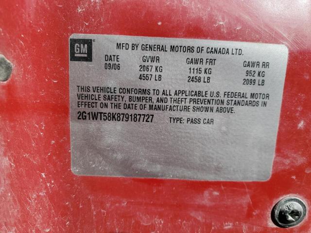 2G1WT58K879187727 - 2007 CHEVROLET IMPALA LT RED photo 12