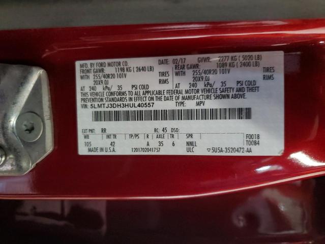 5LMTJ3DH3HUL40557 - 2017 LINCOLN MKC RESERVE RED photo 13