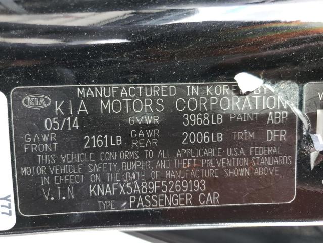 KNAFX5A89F5269193 - 2015 KIA FORTE EX BLACK photo 12