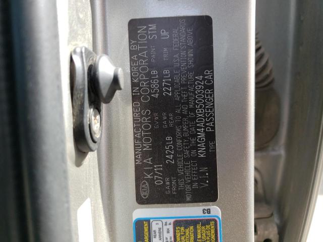 KNAGM4ADXB5003924 - 2011 KIA OPTIMA HYBRID SILVER photo 12