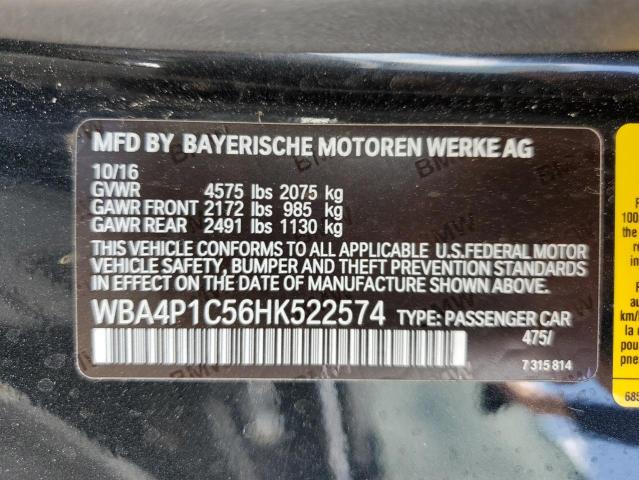 WBA4P1C56HK522574 - 2017 BMW 440I BLACK photo 12