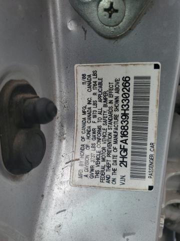 2HGFA16839H330266 - 2009 HONDA CIVIC EX SILVER photo 13