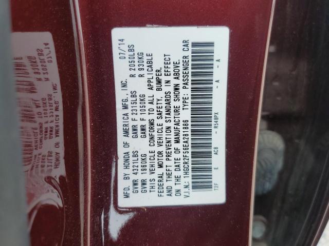 1HGCR2F56EA281886 - 2014 HONDA ACCORD SPORT BURGUNDY photo 12