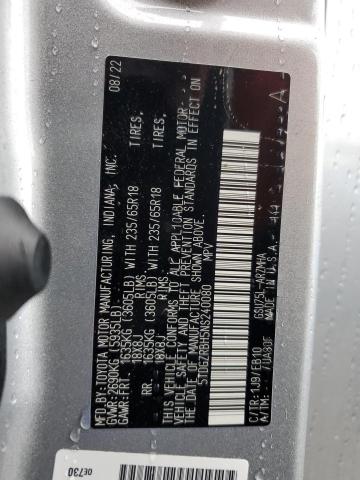5TDGZRBH5NS240080 - 2022 TOYOTA HIGHLANDER XLE SILVER photo 12