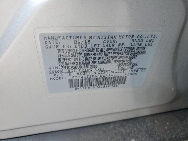 3N1CP5CU9JL510388 - 2018 NISSAN KICKS S SILVER photo 12