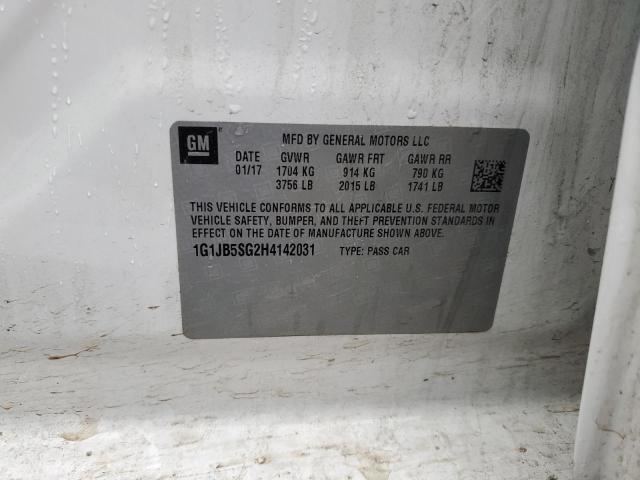 1G1JB5SG2H4142031 - 2017 CHEVROLET SONIC LS თეთრი ფოტო 13