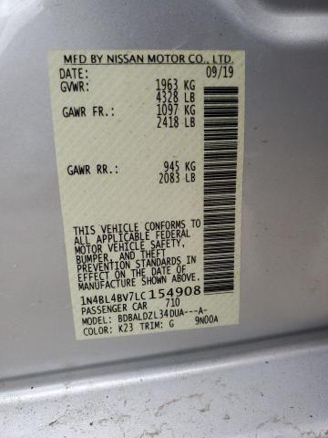 1N4BL4BV7LC154908 - 2020 NISSAN ALTIMA S SILVER photo 12