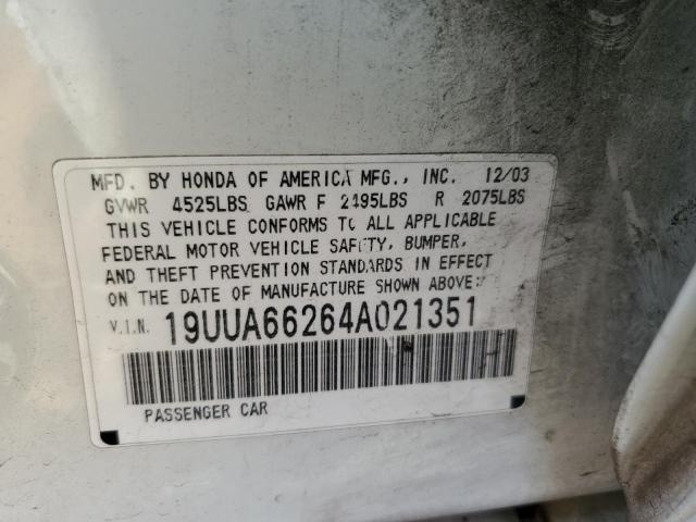 19UUA66264A021351 - 2004 ACURA TL WHITE photo 12