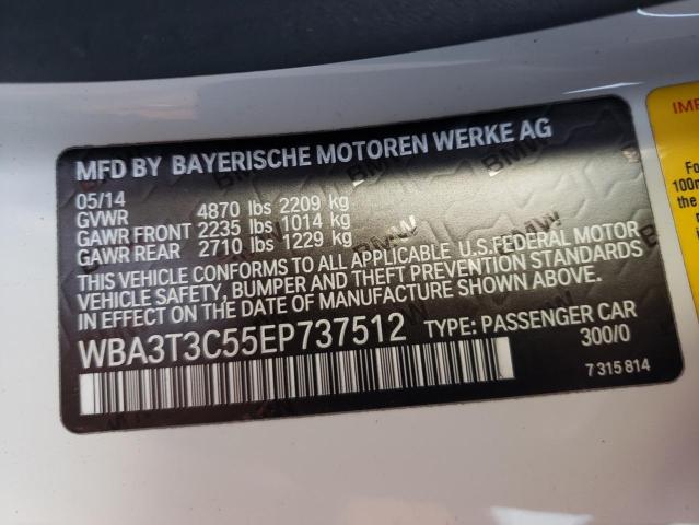 WBA3T3C55EP737512 - 2014 BMW 435 I WHITE photo 12